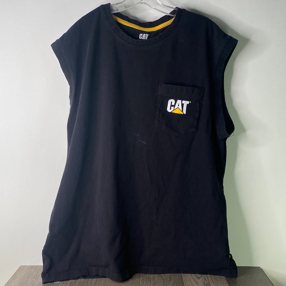 Caterpillar Black Sleeveless Shirt with Logo Men’s Size 2XL - Stained - 1120